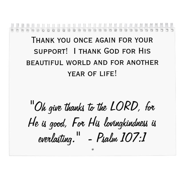 Calendário 2026 Original Art Calendar (Verso)