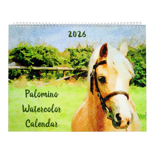 Calendário 2026 Palomino Horses Ponies Owners Lovers Gift (Capa)