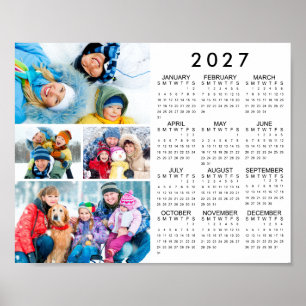 Calendário 2026 para 4 Fotos em Poster Simples