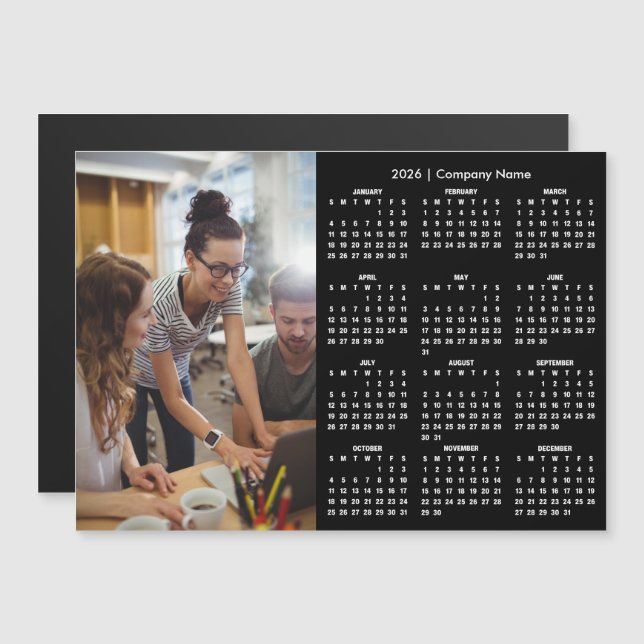 Calendário 2026 Personalizado Ímã de Foto Empresar (Frente/Verso)