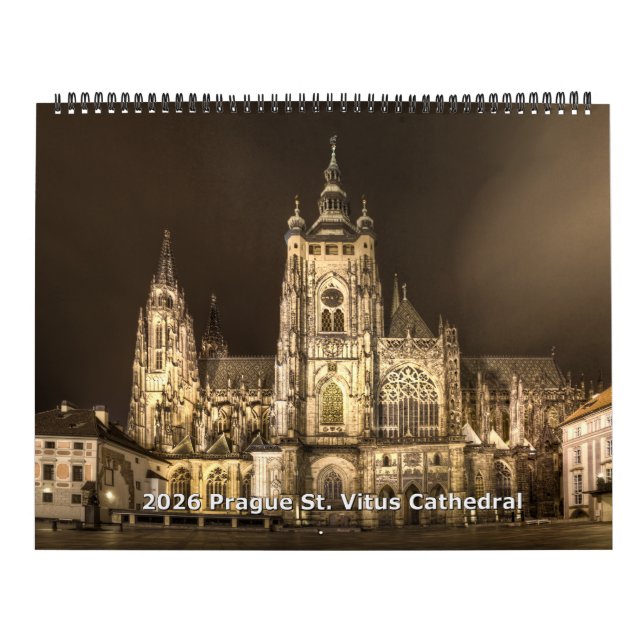Calendário 2026 Prague - St.Vitus Cathedral at Night Calendar (Capa)