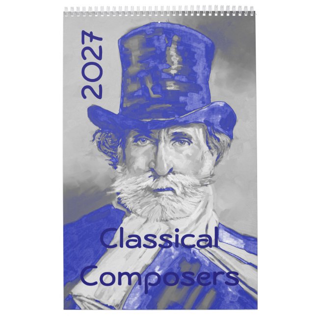 Calendário 2026 Retratos de Compositores - Sinfonia em Azul e (Capa)