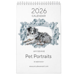Calendário 2026: Retratos de Pet de Aquarela por A