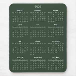 Calendário 2026 Simples Mas Elegante Mousepad