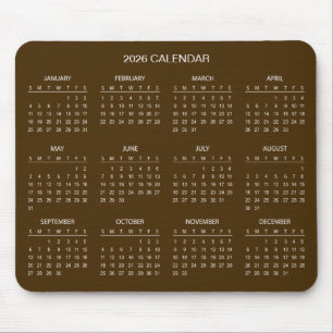 Calendário 2026 Simples Mas Elegante Mousepad