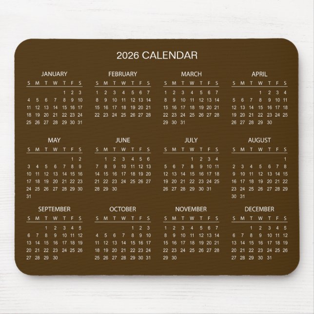 Calendário 2026 Simples Mas Elegante | Mousepad (Frente)
