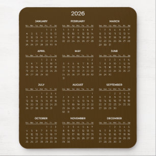 Calendário 2026 Simples Mas Elegante Mousepad