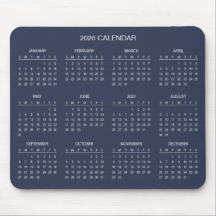 Calendário 2026 Simples Mas Elegante Mousepad