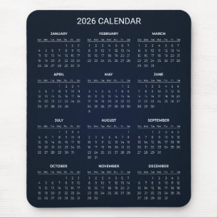 Calendário 2026 Simples Mas Elegante Mousepad