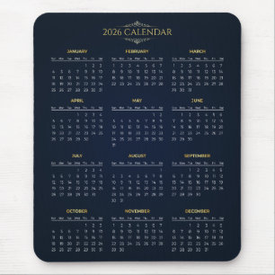 Calendário 2026 Simples Mas Elegante Mousepad