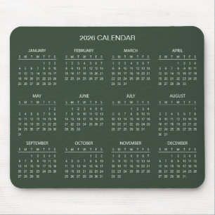 Calendário 2026 Simples Mas Elegante Mousepad