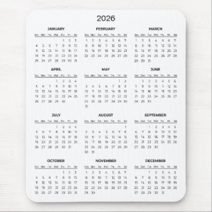 Calendário 2026 Simples Mas Elegante Mousepad