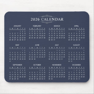 Calendário 2026 Simples, porém Elegante Mousepad