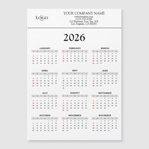 Calendário 2026 Texto de Logotipo Comercial Qual