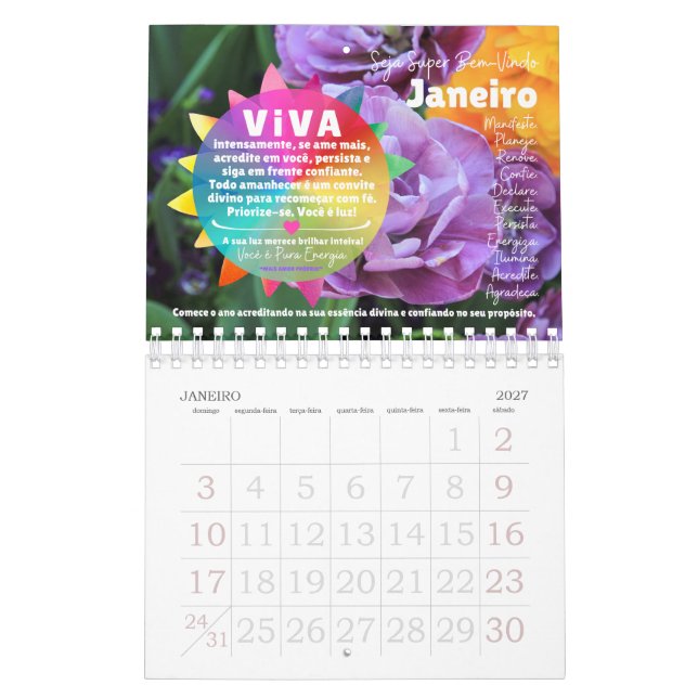 Calendário 2026 :: Viva a Vida Edição ILUMINAÇÃO (Jan 2027)