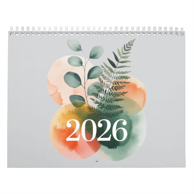 Calendário 2026 Watercolor Botanical Calendar – Elegant Minim (Capa)