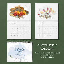 Calendário 2026 Watercolor Landscape Calendar | Scenic Nature