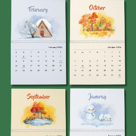 Calendário 2026 Watercolor Seasons Calendar