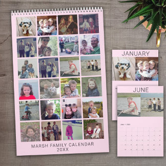 Calendário 2027 - 24 Fotos - Rosa Bege - Família Moderna
