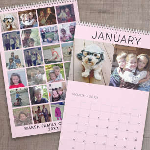 Calendário 2027 - 24 Fotos - Rosa Bege - Família Moderna