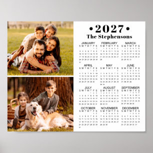Calendário 2027 2 Fotos Poster Personalizado
