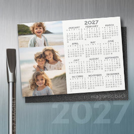 Calendário 2027 - 3 Fotos - Ímã Branco Basic Grey
