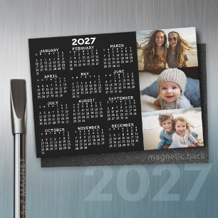 Calendário 2027 3 Fotos Preto Branco Ímã Minimalis