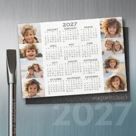 Calendário 2027 - 8 Fotos - Ímã Branco Basic Grey