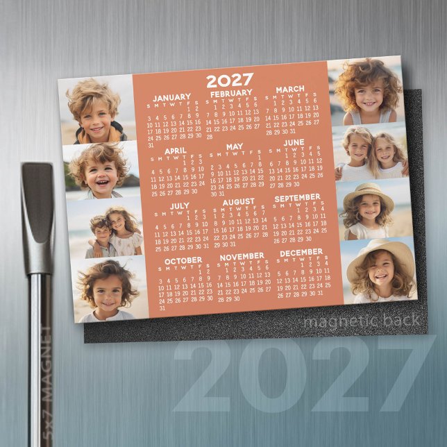 Calendário 2027 - 8 Fotos Magneto Branco Terra Cot (2027 Calendar)