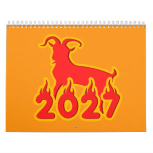 Calendário 2027 Ano do Bode de Fogo
