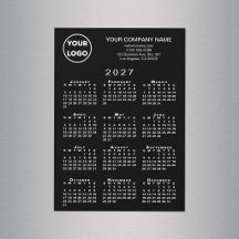 Calendário 2027 Cartão de Ímã com Logotipo de Negó