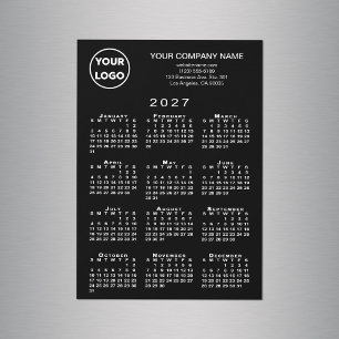 Calendário 2027 Cartão de Ímã com Logotipo de Negó