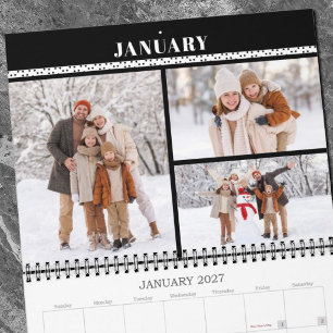 Calendário 2027 colagem de fotos de família simples moderna m
