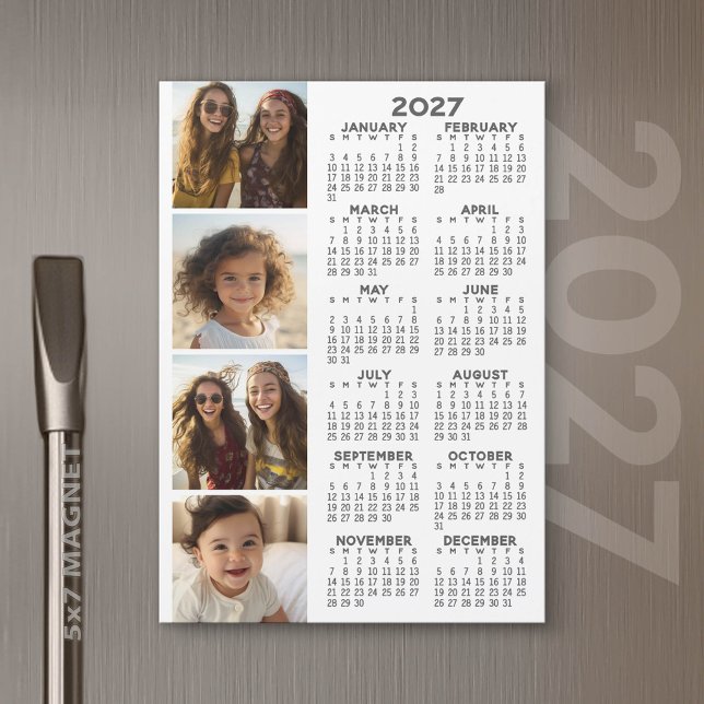 Calendário 2027 com cartão magnético de colagem de (2027 Calendar)