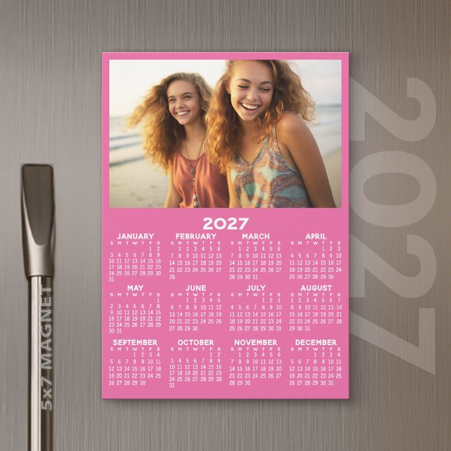 Calendário 2027 com Foto - Cartão Magnético para o (2027 Calendar Magnet)