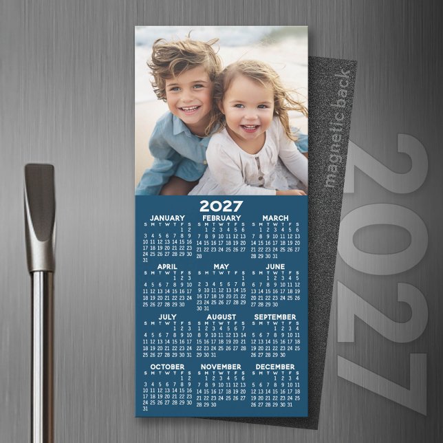 Calendário 2027 com Foto Ímã Minimalista Moderno (2027 Magnet Calendar)