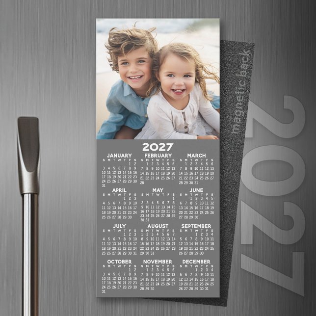 Calendário 2027 com Foto Ímã Minimalista Moderno (2027 Magnet Calendar)