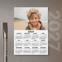 Calendário 2027 com Foto - Visão Anual Cartão Magn