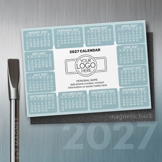 Calendário 2027 com logotipo Informações de Contat (2027 Calendar)