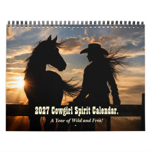 Calendário 2027 Espírito Country de Cowgirl Ocidental
