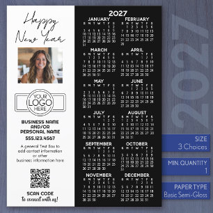 Calendário 2027 Folha Inteira - logotipo, Código Q