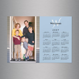 Calendário 2027 Foto Personalizada Monograma Ímã A