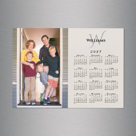 Calendário 2027 Foto Personalizada Monograma Ímã B