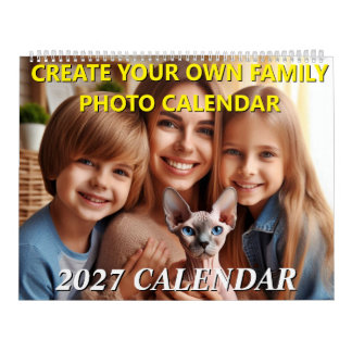 Calendário 2027 Gatinhos Sphynx Personalizados Pet Foto Famíl
