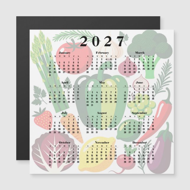 Calendário 2027 Legumes (Frente/Verso)