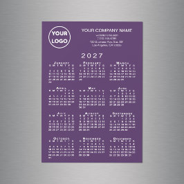 Calendário 2027 Logo de Negócios Texto Roxo Ímã