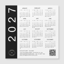 Calendário 2027 Logotipo da Empresa Código QR Text