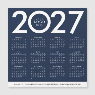 Calendário 2027 Logotipo Empresarial Azul Marinho