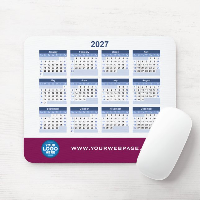 Calendário 2027 Logotipo Empresarial Mouse Pad (Com mouse)