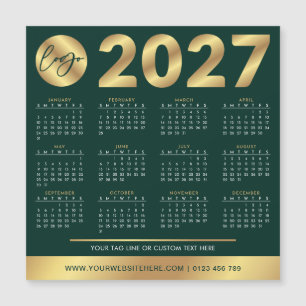 Calendário 2027 Logotipo Empresarial Verde & Doura